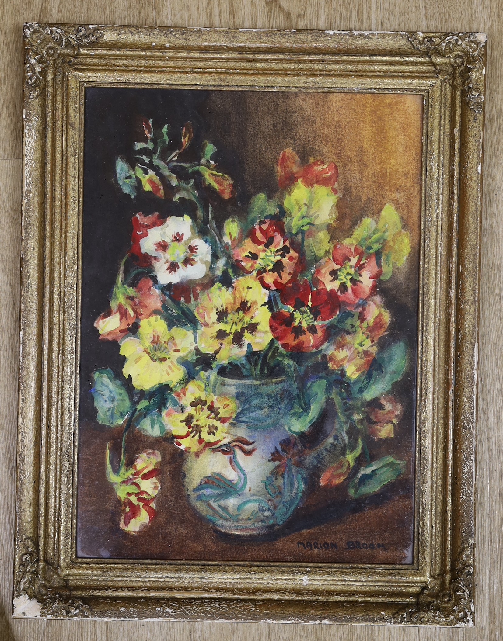 Marion Broom (1878-1962) , watercolour, Still life of flowers in a vase, signed, 37 x 26cm